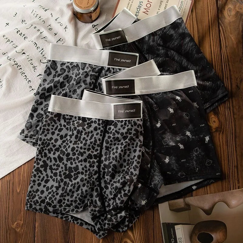 Men's Underwear Black leopard print starry sky ice silk BoxerShorts men quick drying  breathable summer antibacterial Underpants