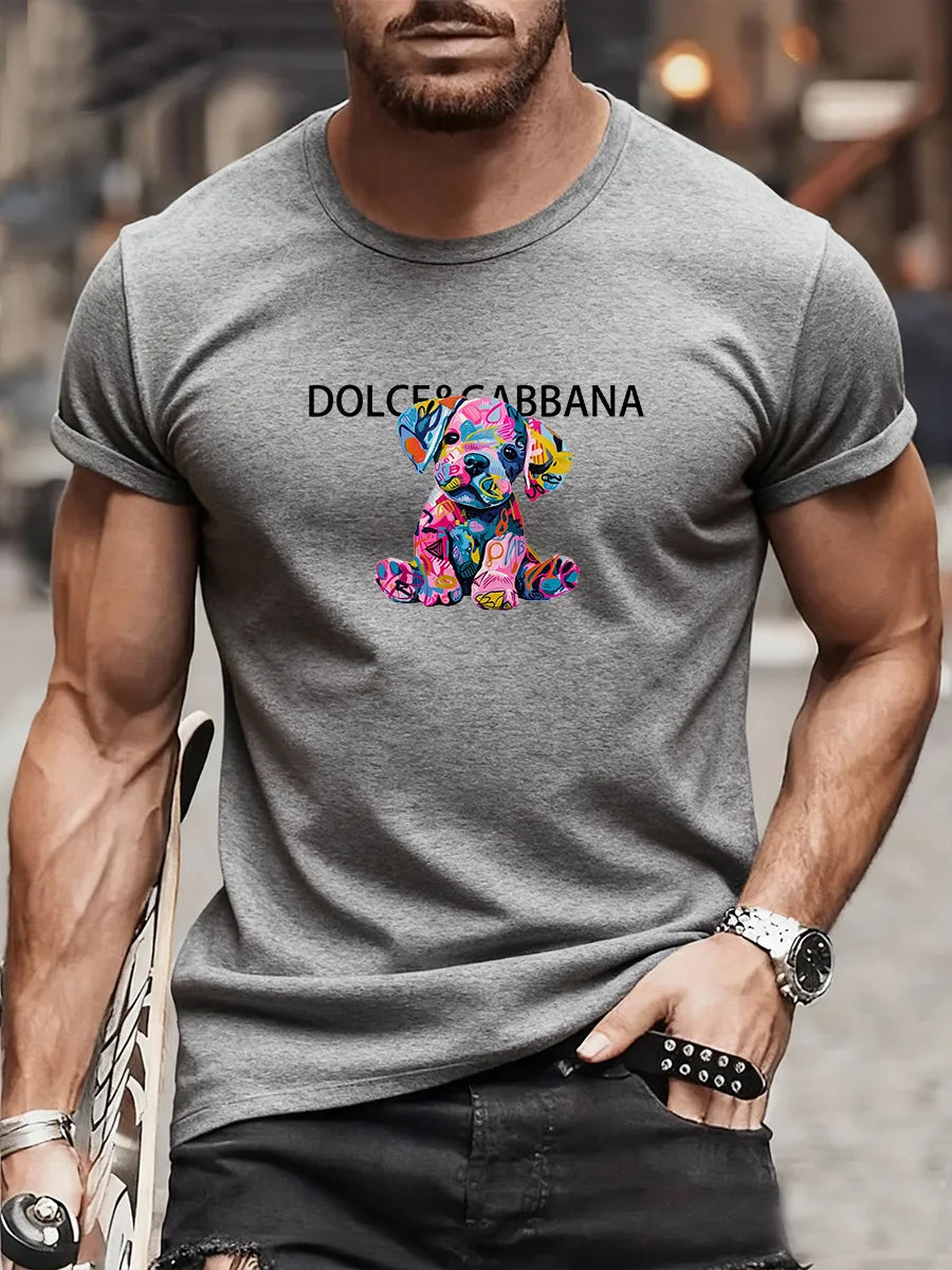 New Cartoon Dog Men's Printed T-Shirt - High-quality Cotton Luxury Brand T-Shirt for Men and Women - Streetwear Y2K Summer Top