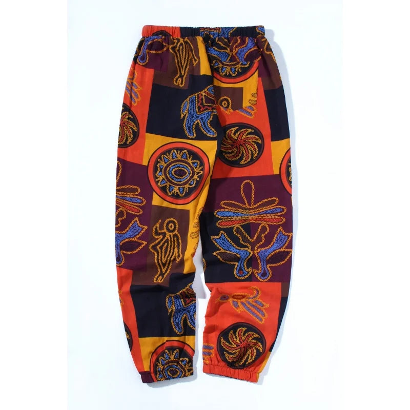 Euro Size 2026 New Fashion Spring Men Floral Print Joggers Male Casual Summer Pants Mens Sweatpants Linen Pants Men Trousers