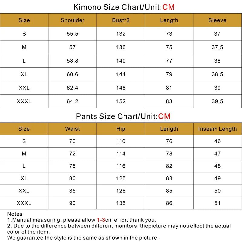 Men Summer Japanese Style Black Kimono Shirt and Drawstring Cropped Pants Set Asian Unisex Casual Loose 3/4 Sleeve Beach Outwear