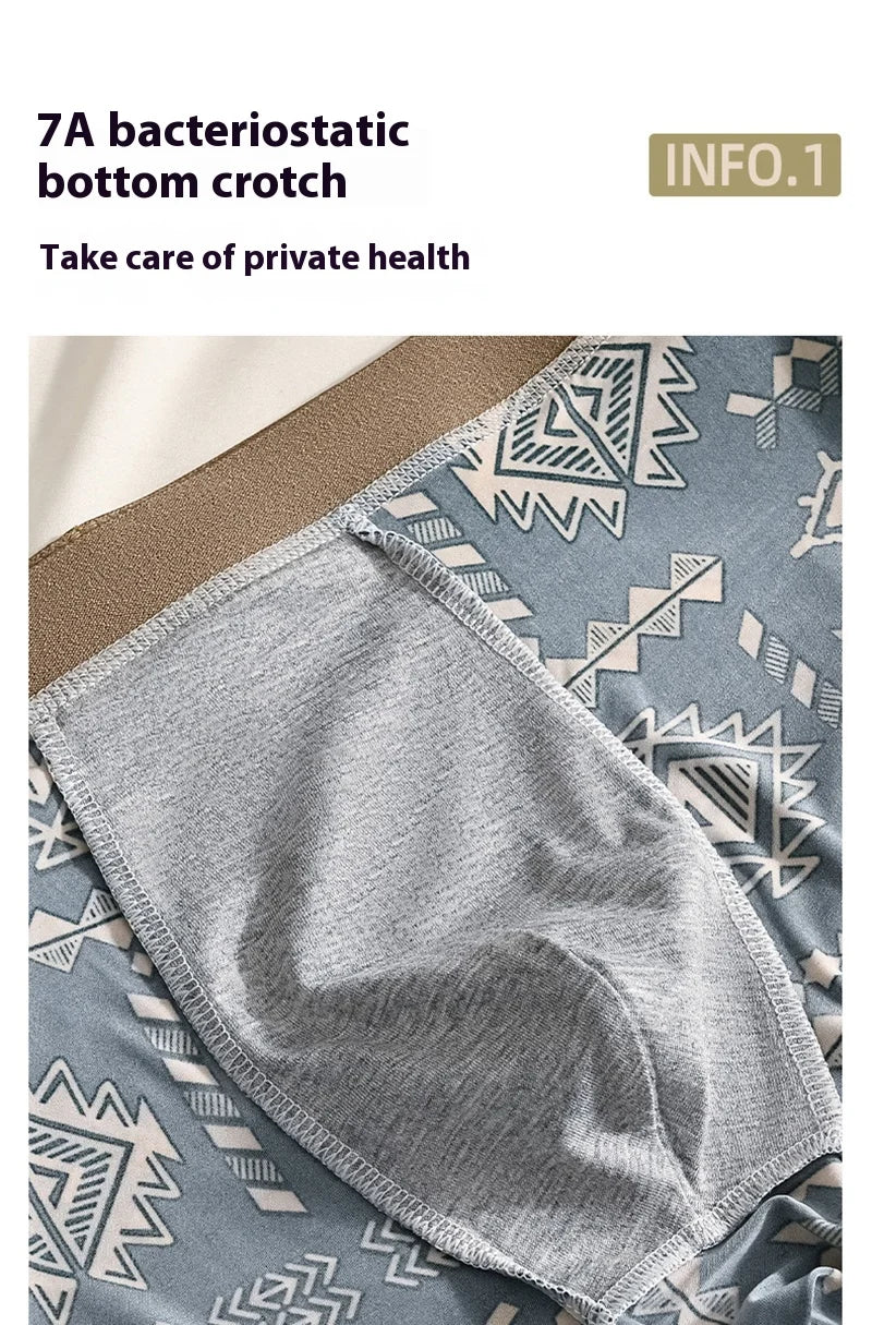 1pcs Men's Underwear Ice Silk Boxer Shorts Plus Size 6XL Underpants Breathable Sexy Slim Panties Print Lingerie Wholesale 5803