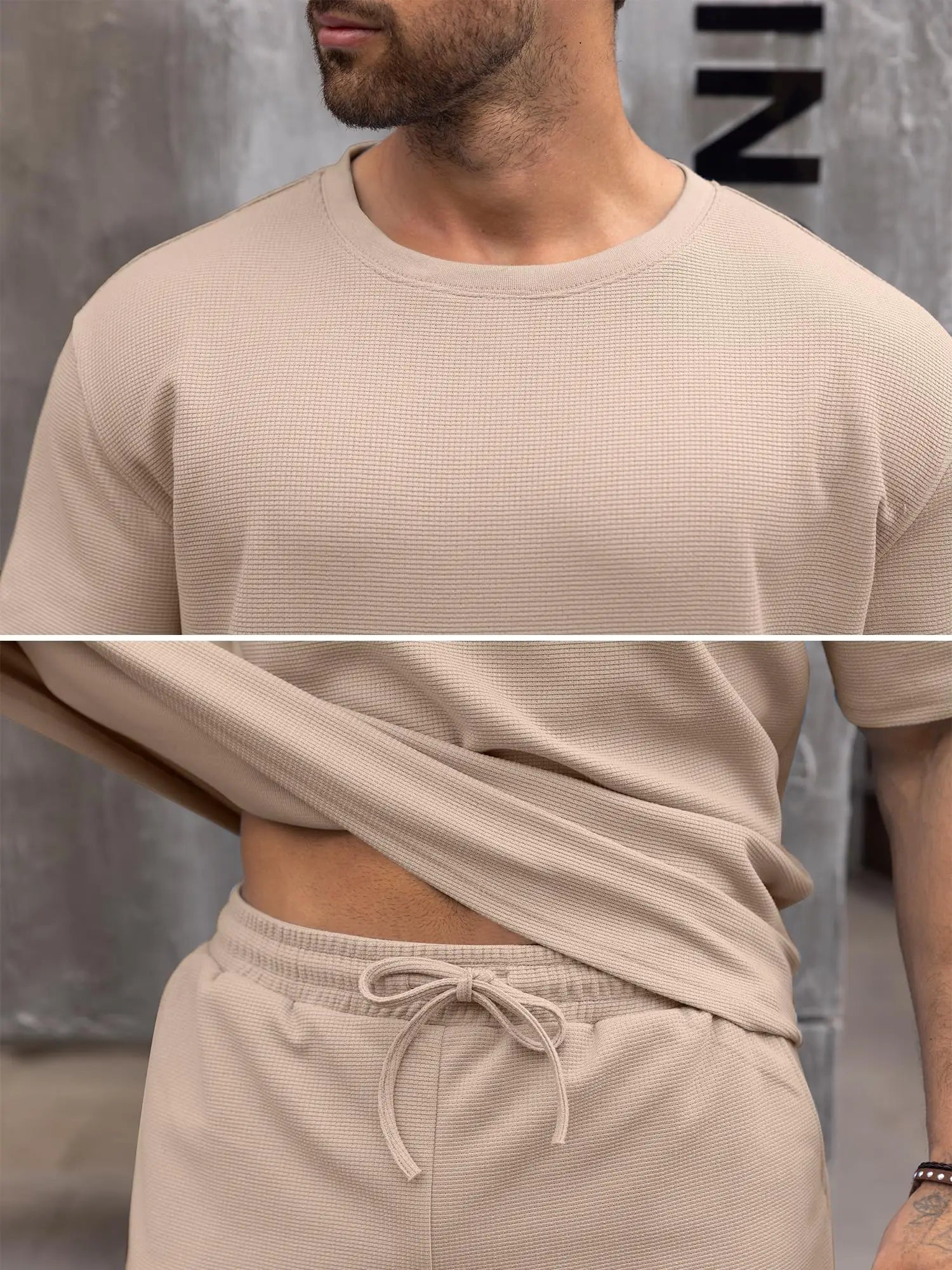 New Men's Round Neck Short Sleeve Shorts Suit Fashionable And Simple For Outdoor Activities And Daily Wear Two-piece Set