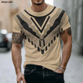 Mens T Shirt Geometric V Shape Print Modern Minimalist Graphic Tee Beige Urban Style Short Sleeve Crew Neck Top Clothing Apparel