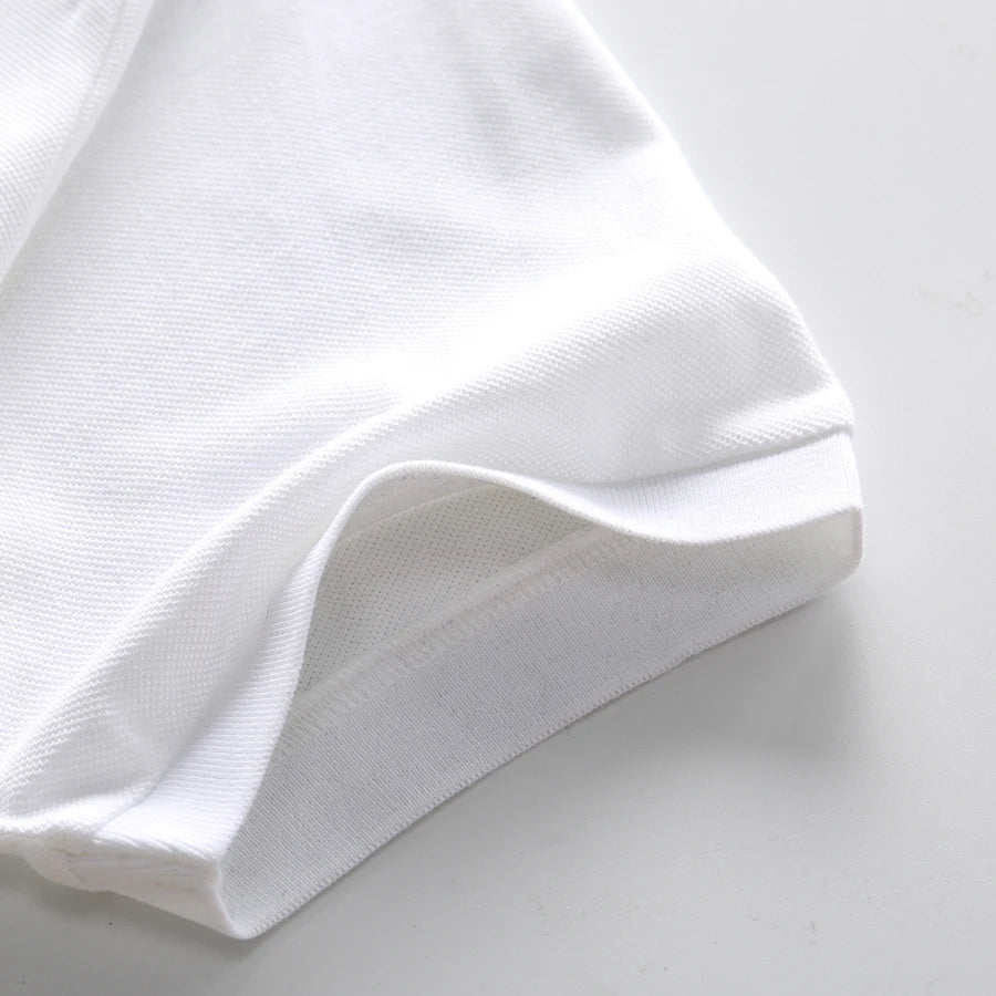 Men's polo shirt Short-sleeved casual fashion polo shirt cross stitching color contrast classic pattern embroidery stitching