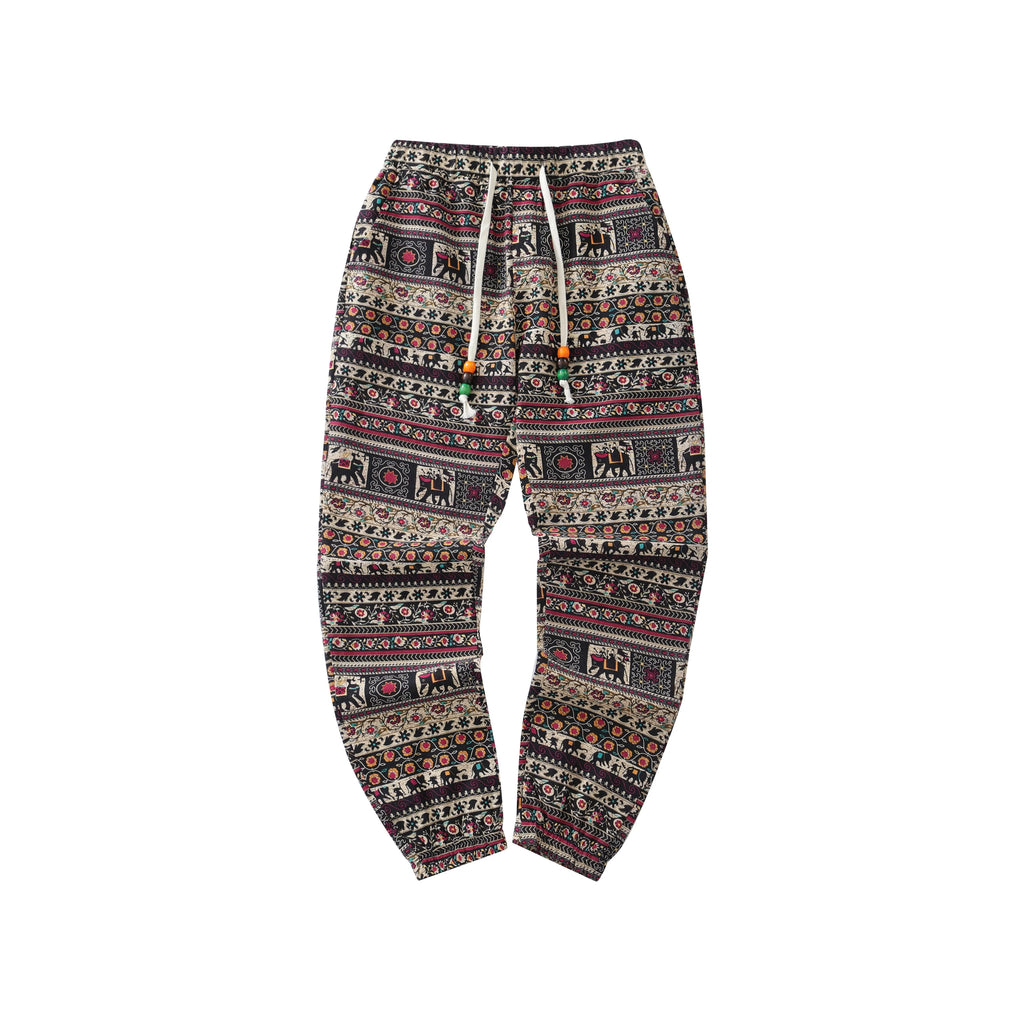 Euro Size 2026 New Fashion Spring Men Floral Print Joggers Male Casual Summer Pants Mens Sweatpants Linen Pants Men Trousers