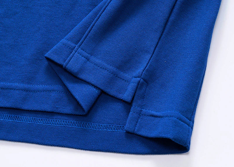 Men's polo shirt France short sleeve Royal leisure sports party cotton embroidered with slit contrast color original