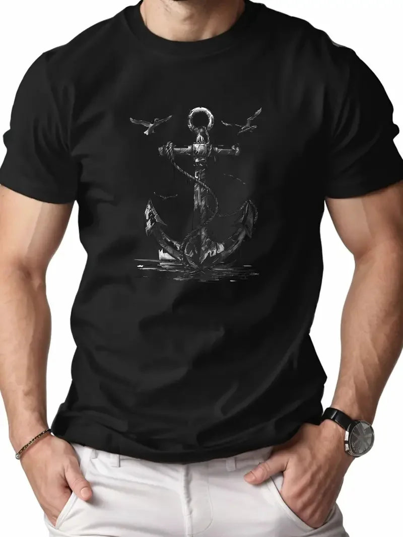 Men's Simple Letter Printed T-shirt Summer Daily Casual Round Neck Short Sleeve Loose Comfortable Fashion Simple Short Sleeve