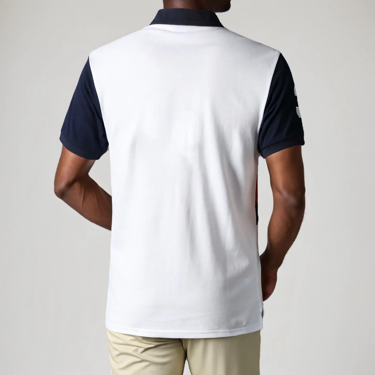 New polo shirt men's embroidery patchwork color contrast slim classic fashion original design polo collar pure cotton breathable
