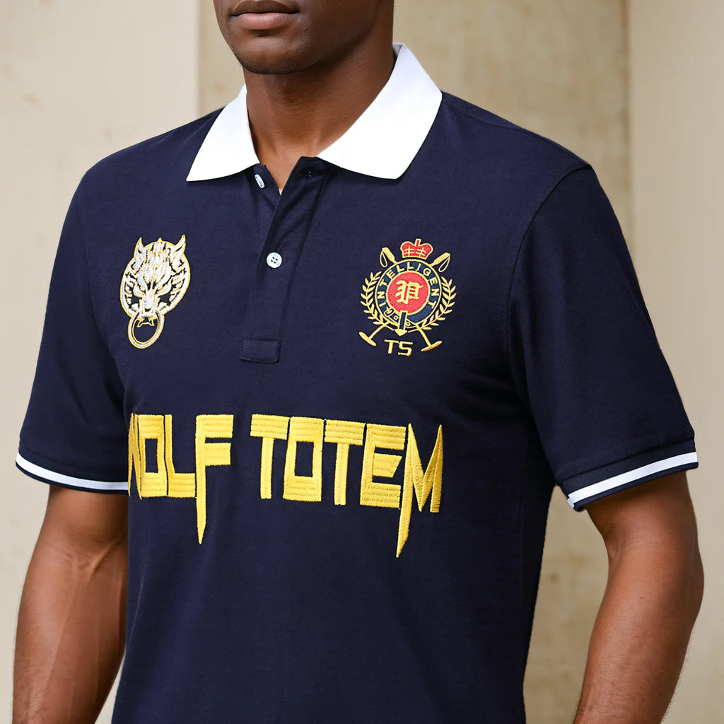 Men's polo shirt Wolf Totem cotton embroidery stitching color classic fashion original design pure cotton high quality