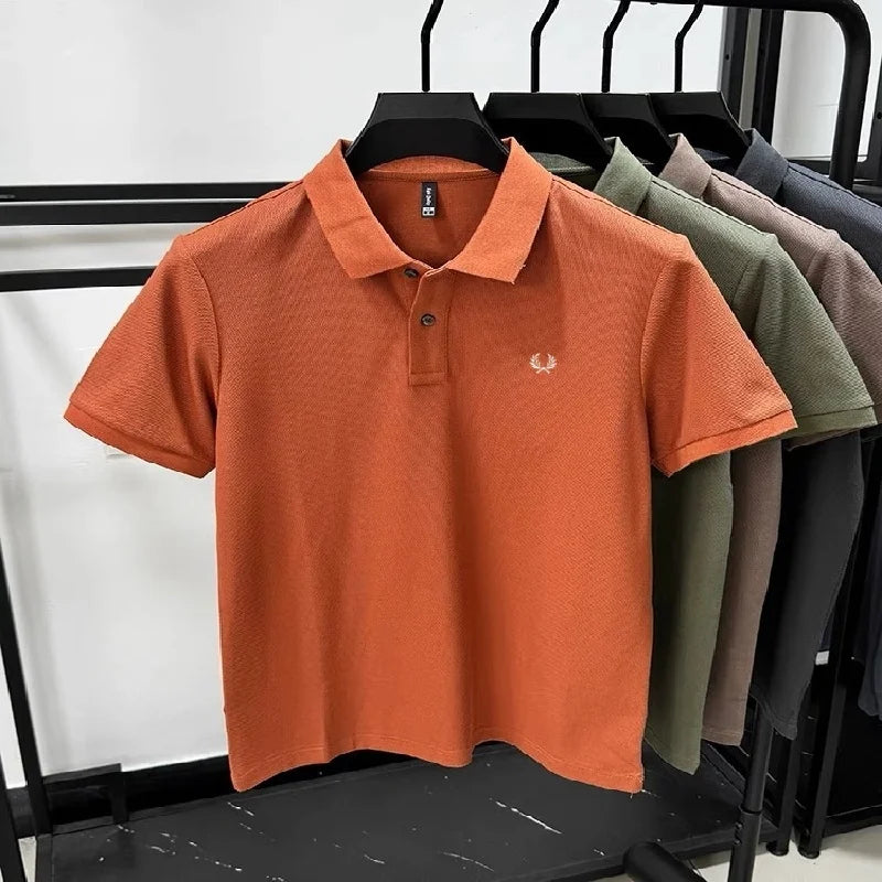 High quality men's heavyweight summer new cotton classic brand embroidered comfortable polo shirt breathable trendy short sleeve
