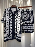 Fashion Men's Hawaiian Shirt Sets 2025 Runway Luxury Famous Brand European Design Party Style Conjuntos De Ropa Para Hombre