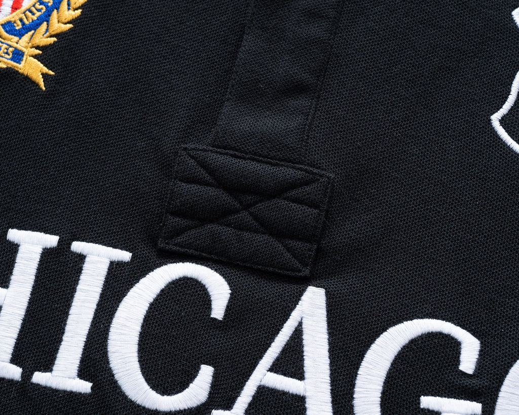 Men's polo shirt USA Chicago short sleeve Royal leisure sports party cotton embroidered with slit contrast color original