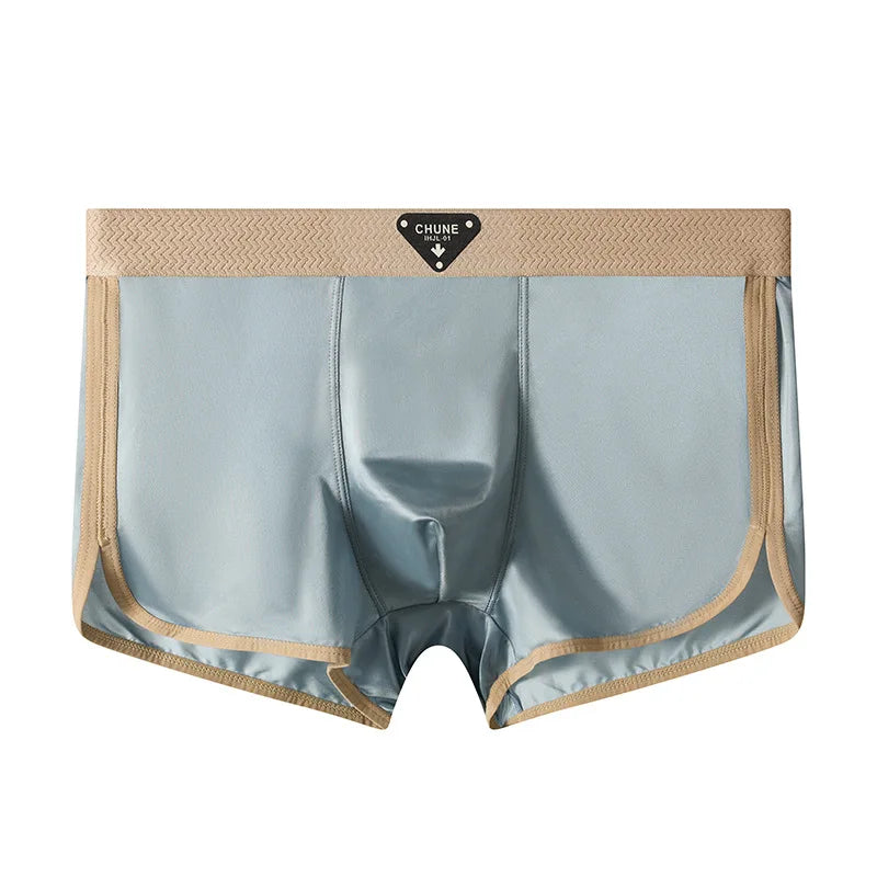 3PCS/Pack Luxury Satin-like Ice Silk Men's Panties Hygroscopic Breathable Double-layer Silk Crotch Boxer High Elastic Underpants