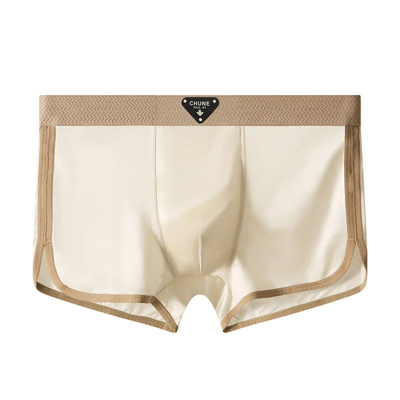 3PCS/Pack Luxury Satin-like Ice Silk Men's Panties Hygroscopic Breathable Double-layer Silk Crotch Boxer High Elastic Underpants