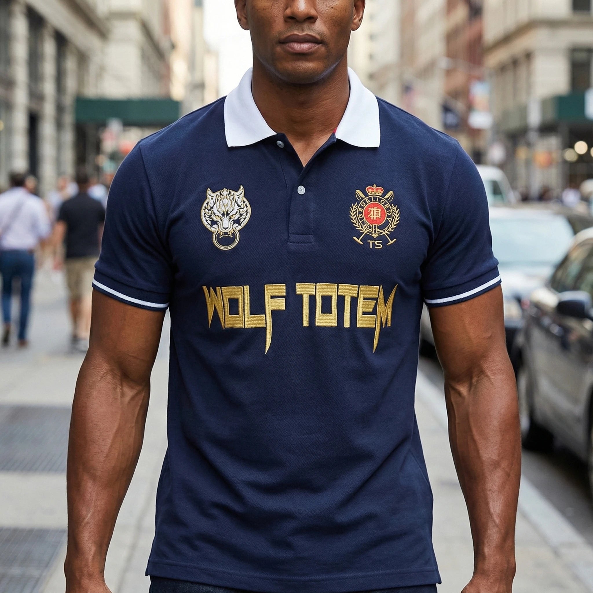 Men's polo shirt Wolf Totem cotton embroidery stitching color classic fashion original design pure cotton high quality