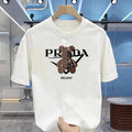 Men's luxurious printed summer high-quality T-shirt 100% pure cotton, relaxed and loose fit, stylish and unique, round neckline