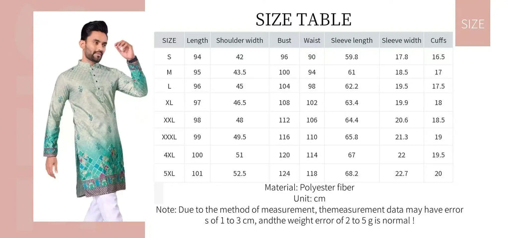 2026 Summer Men'S Digital Printed Kurta Vardha Regular Fit Mandarin Collar All Occasions Arabe Hombre Ropa Marokkaanse Kaftan