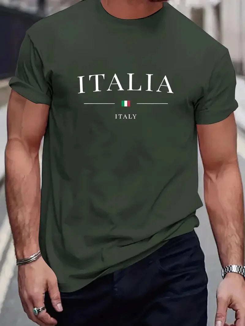 Men's Simple Letter Printed T-shirt Summer Daily Casual Round Neck Short Sleeve Loose Comfortable Fashion Simple Short Sleeve