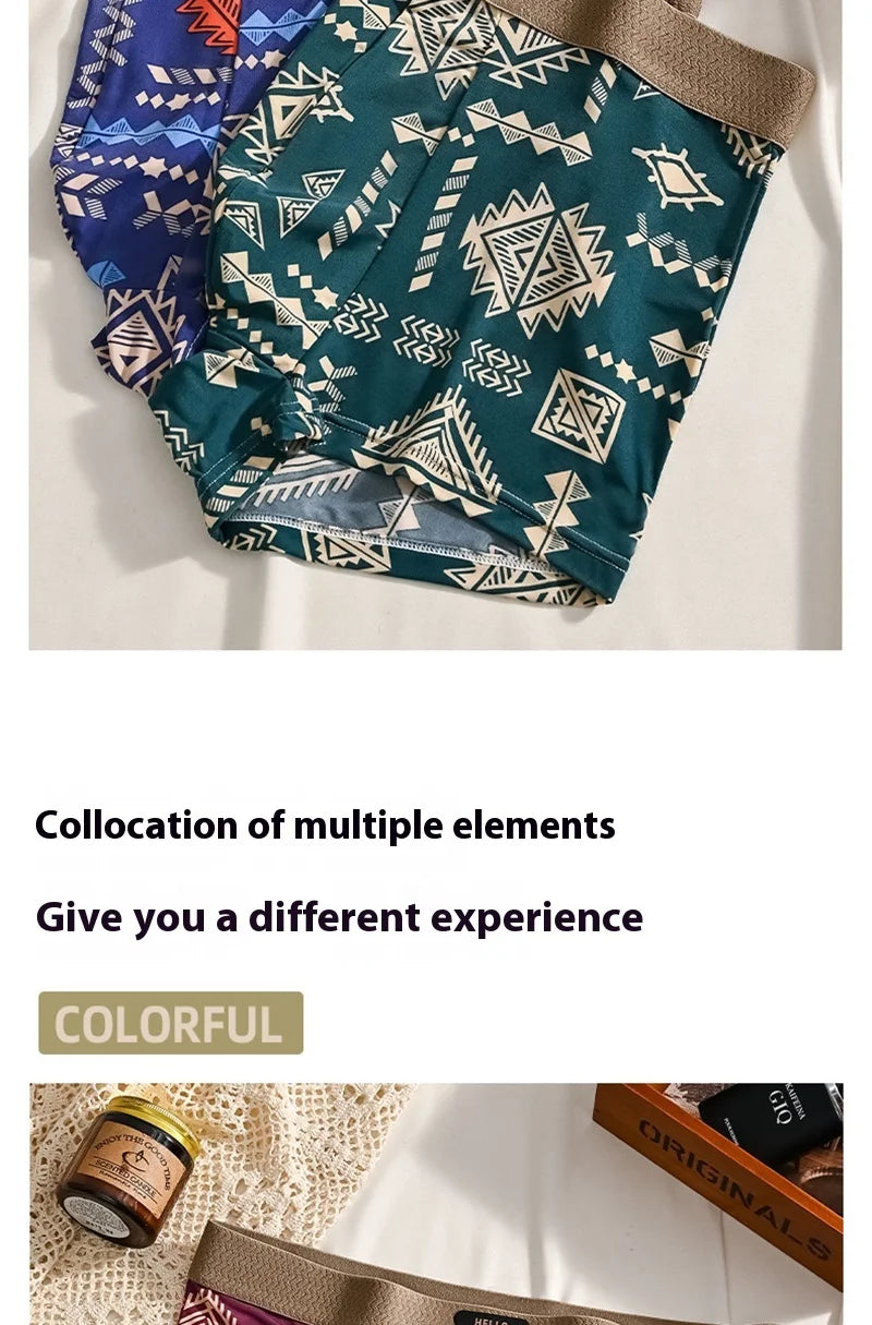 1pcs Men's Underwear Ice Silk Boxer Shorts Plus Size 6XL Underpants Breathable Sexy Slim Panties Print Lingerie Wholesale 5803