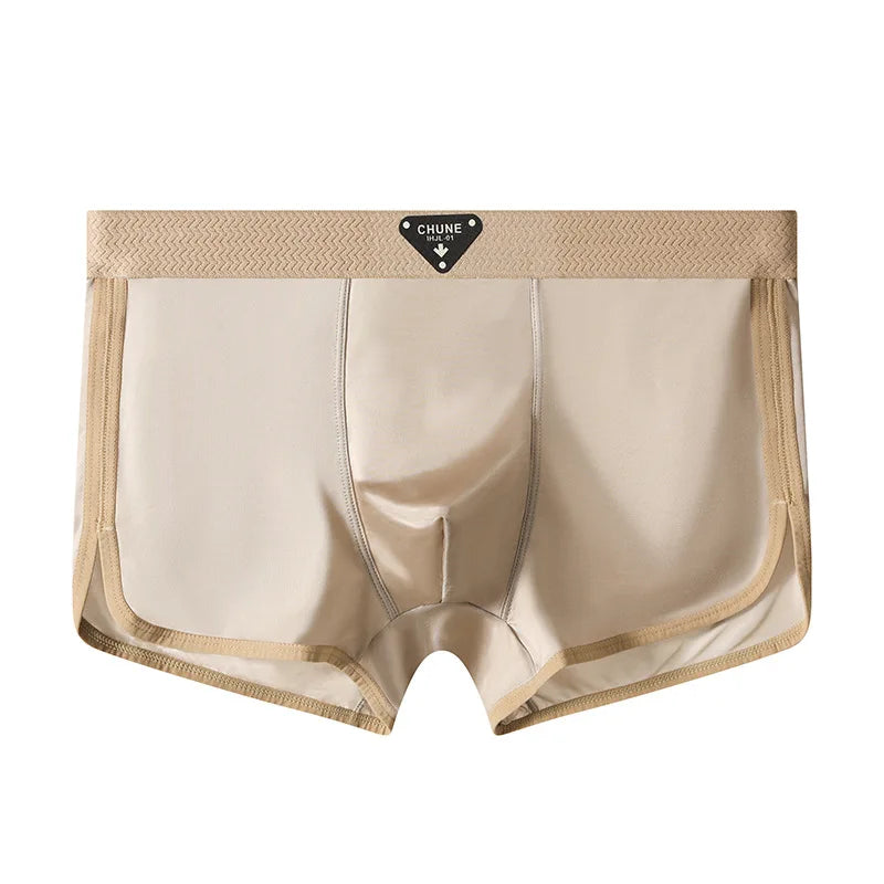 3PCS/Pack Luxury Satin-like Ice Silk Men's Panties Hygroscopic Breathable Double-layer Silk Crotch Boxer High Elastic Underpants