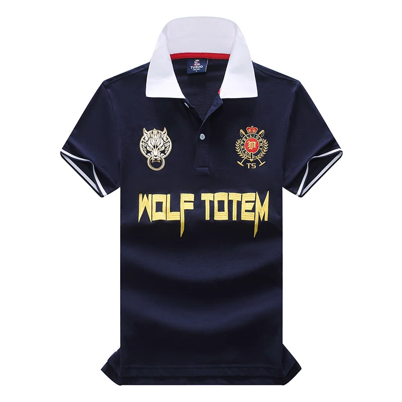 Men's polo shirt Wolf Totem cotton embroidery stitching color classic fashion original design pure cotton high quality