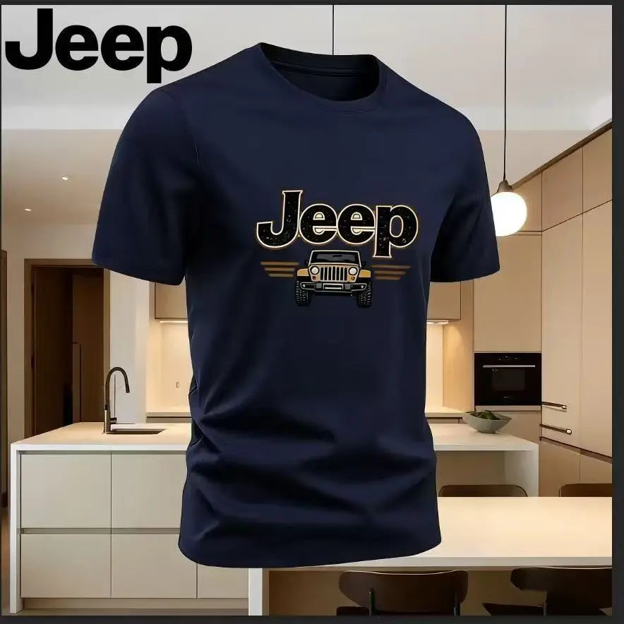 Jeep Men's T-Shirt 4x4 Off-Road Car Graphic Tee Summer Casual Short Sleeve O-Neck Breathable Tops Plus Size