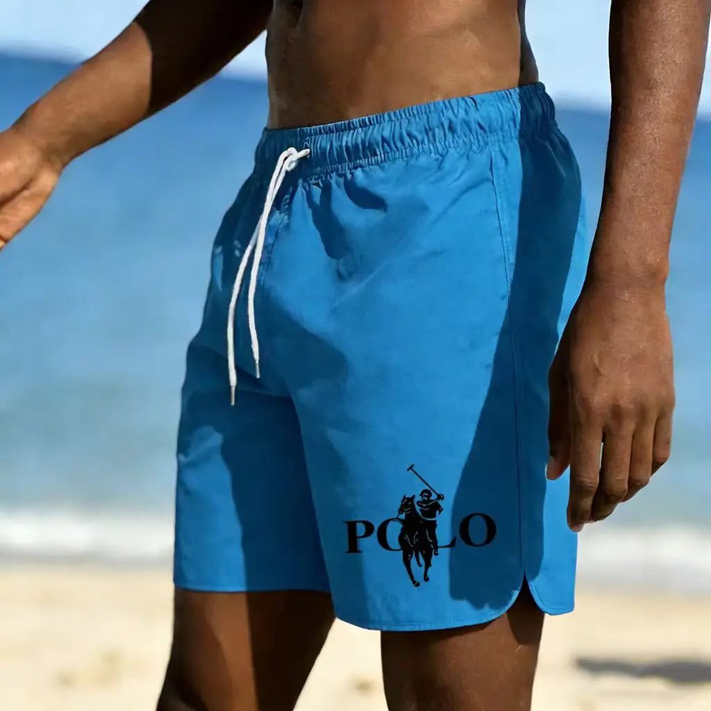 Men's trendy printed beach pants, lightweight and breathable quick drying shorts, daily wear for beach vacation swimming