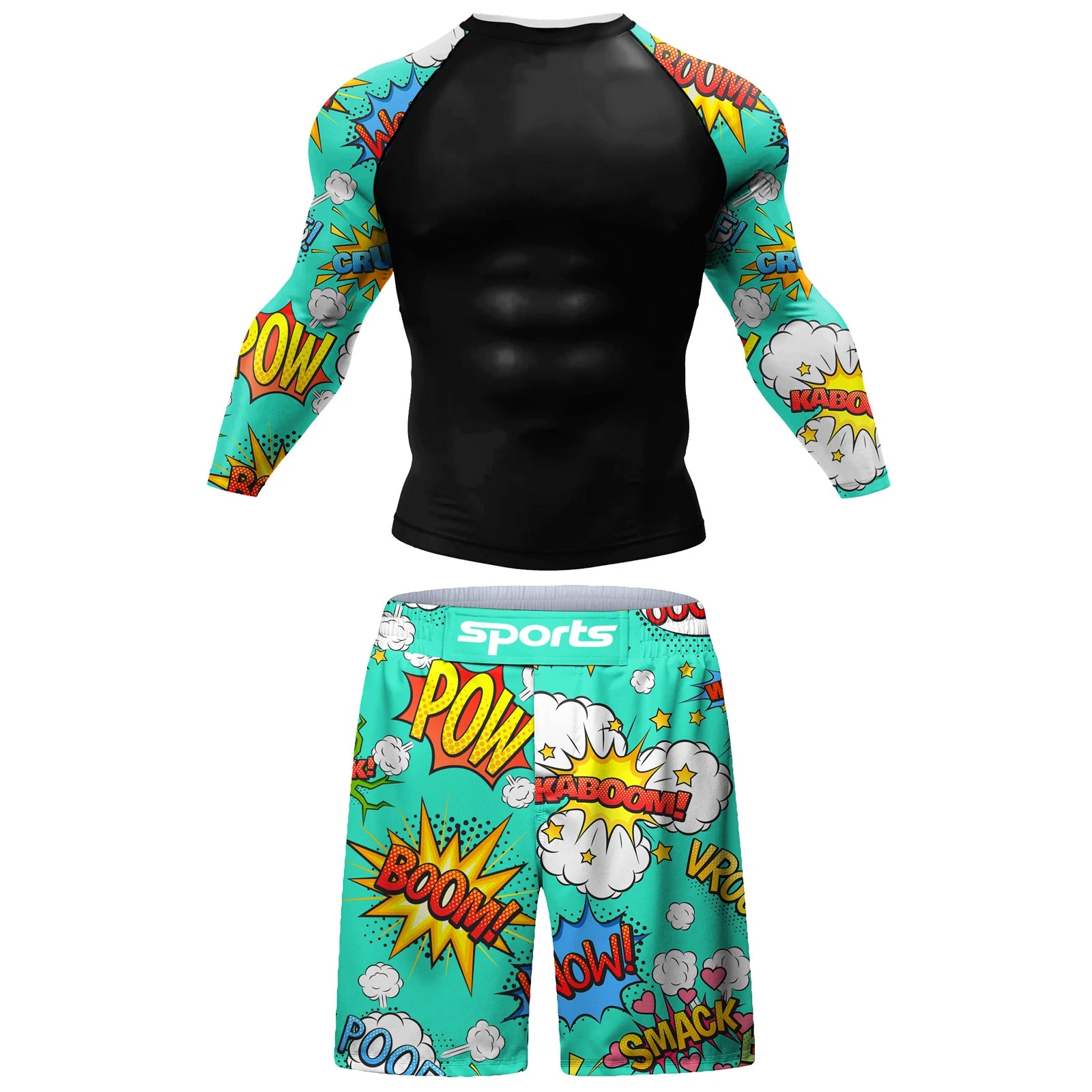 Hot Popular Wholesale Rashguard MMA Taekwondo Boxing Wrestling Shirt Sportsuits Fitness Training Shorts BJJ 4-Piece Set