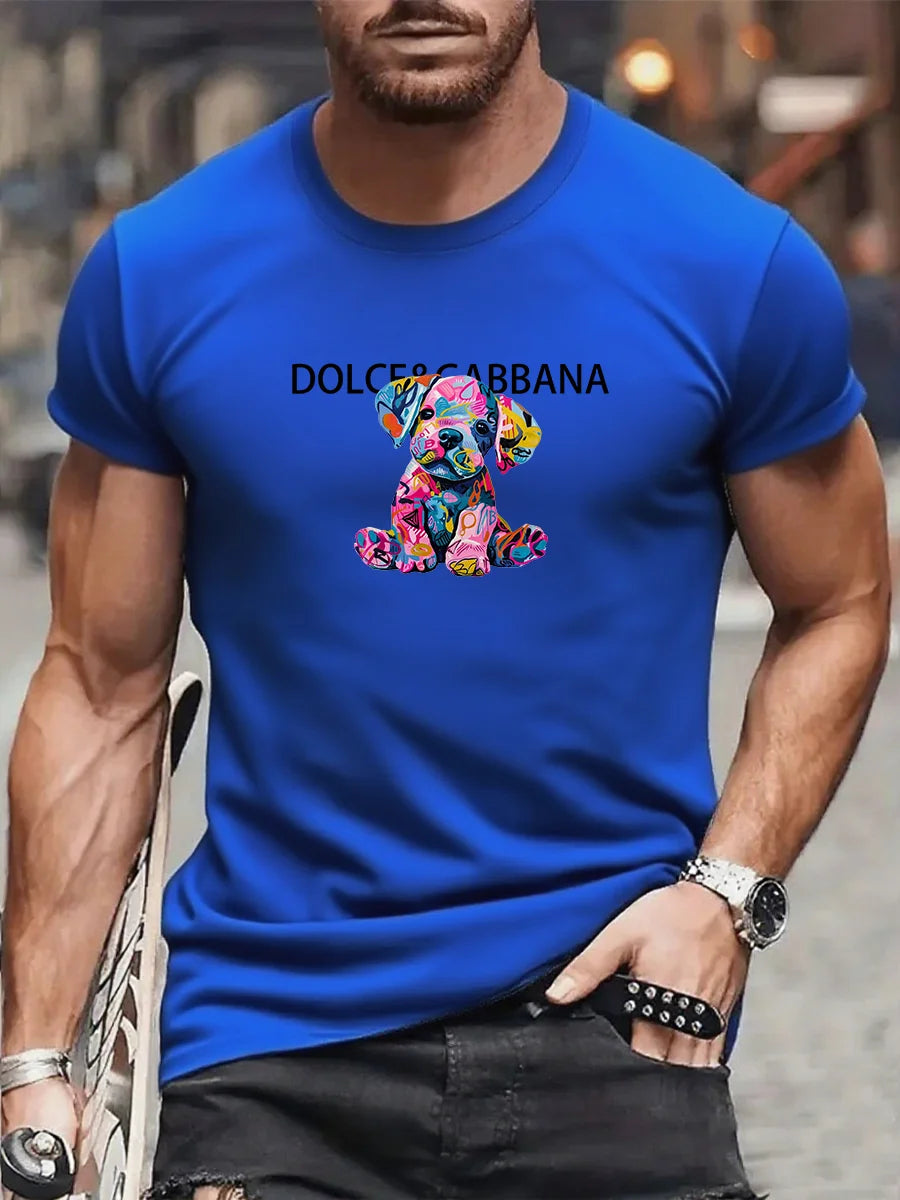New Cartoon Dog Men's Printed T-Shirt - High-quality Cotton Luxury Brand T-Shirt for Men and Women - Streetwear Y2K Summer Top