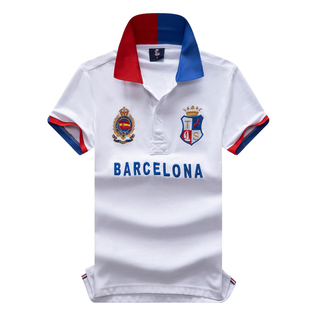 Men's High-Quality Cotton Polo Shirt Barcelona Football Fans Embroidered "Barca" Symbol Quality New Year's Gift for Men