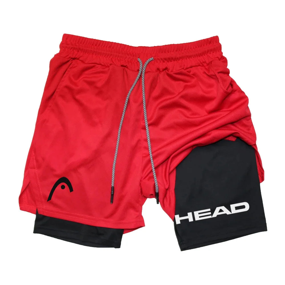 Anime Berserk Head Running Shorts Men Fitness Gym Training 2 in 1 Sports Quick Dry Workout Jogging Double Deck Summer