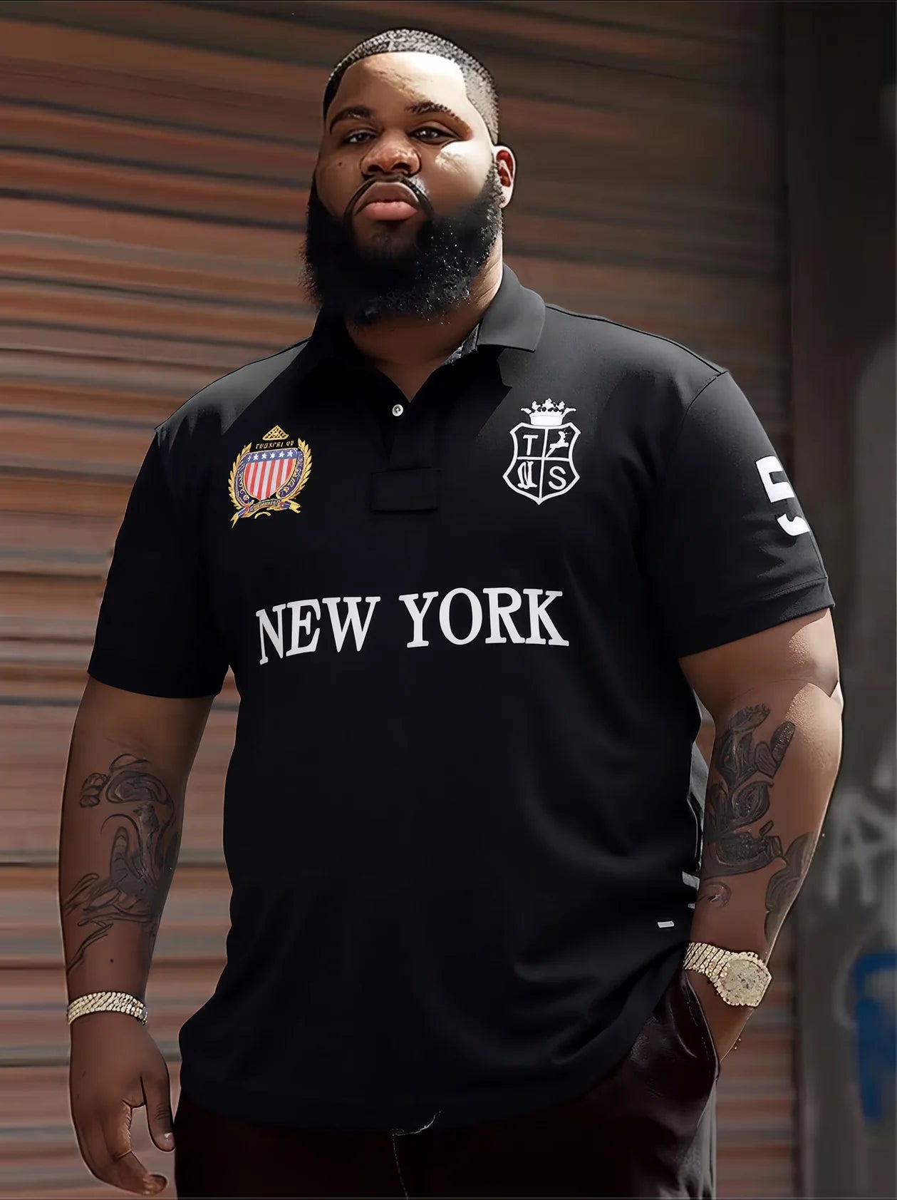 Men's polo shirt USA New York Royal short casual  sport party high-end cotton embroidery luxury contrast color original design