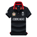 Men's polo shirt USA Chicago short sleeve Royal leisure sports party cotton embroidered with slit contrast color original