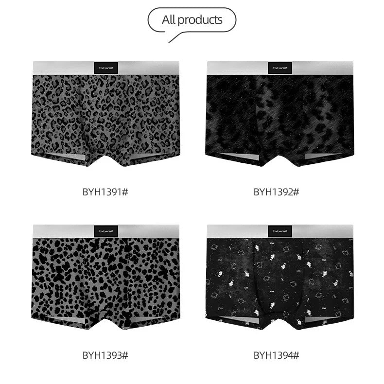 Men's Underwear Black leopard print starry sky ice silk BoxerShorts men quick drying  breathable summer antibacterial Underpants