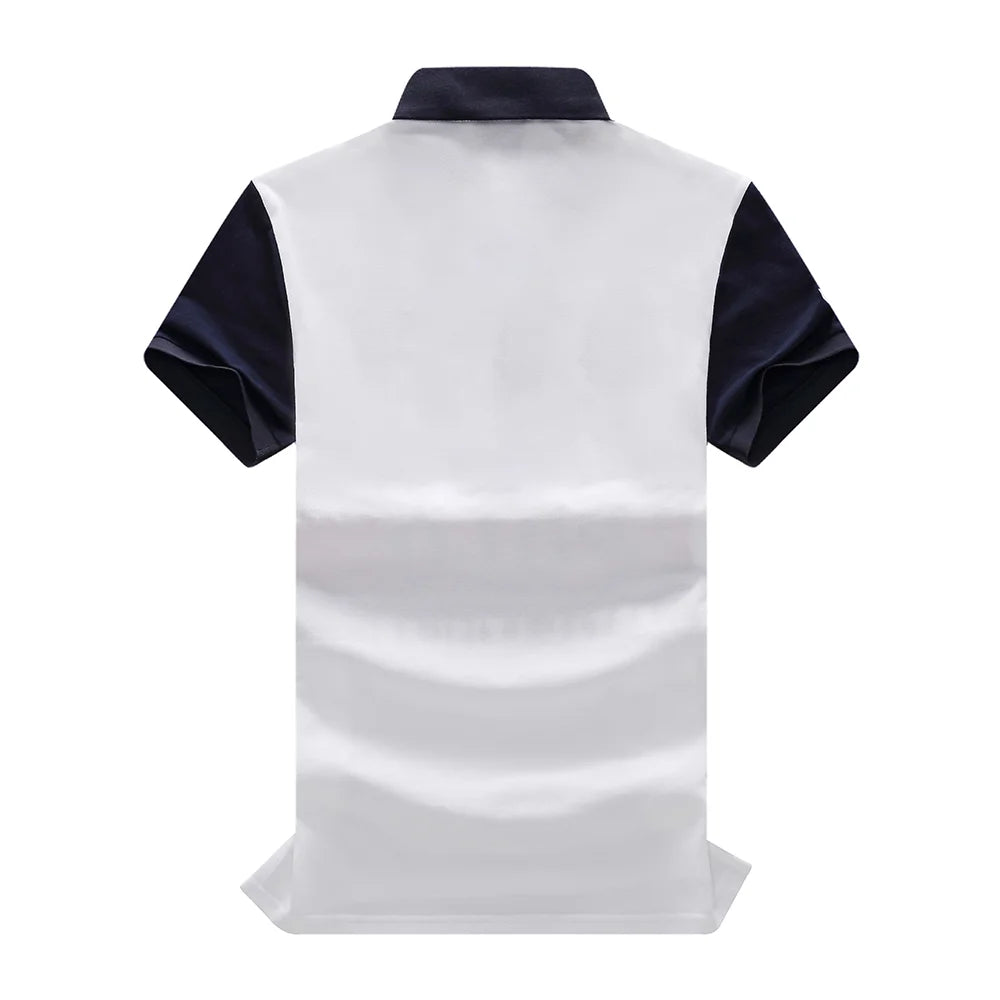 New polo shirt men's embroidery patchwork color contrast slim classic fashion original design polo collar pure cotton breathable