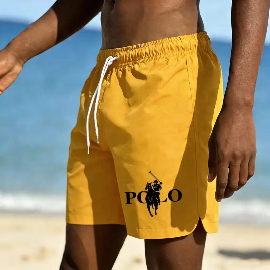Men's trendy printed beach pants, lightweight and breathable quick drying shorts, daily wear for beach vacation swimming