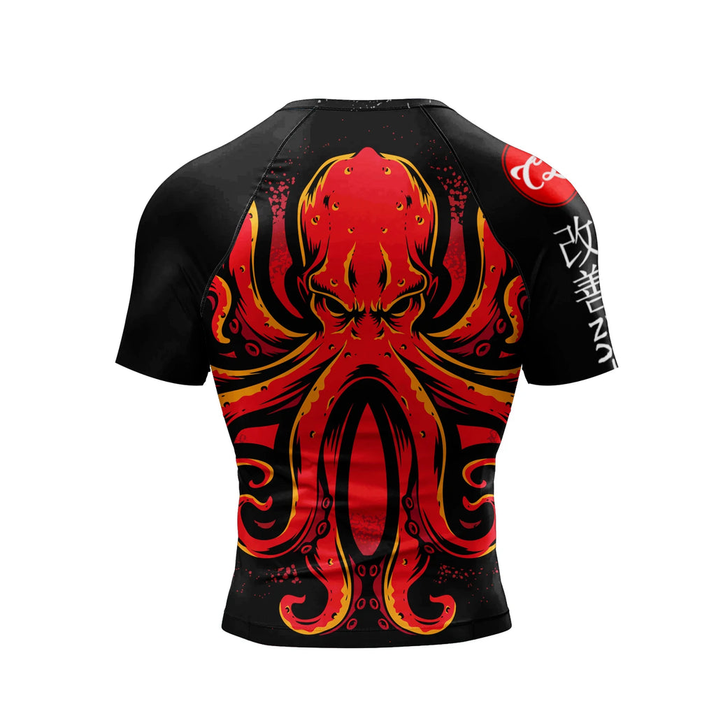Men Red MMA Tracksuit Jiu jitsu gi T Shirts+Pants Grappling Shorts Men BJJ No Gi Rashguard Compression Boxing Blouse Sportswear