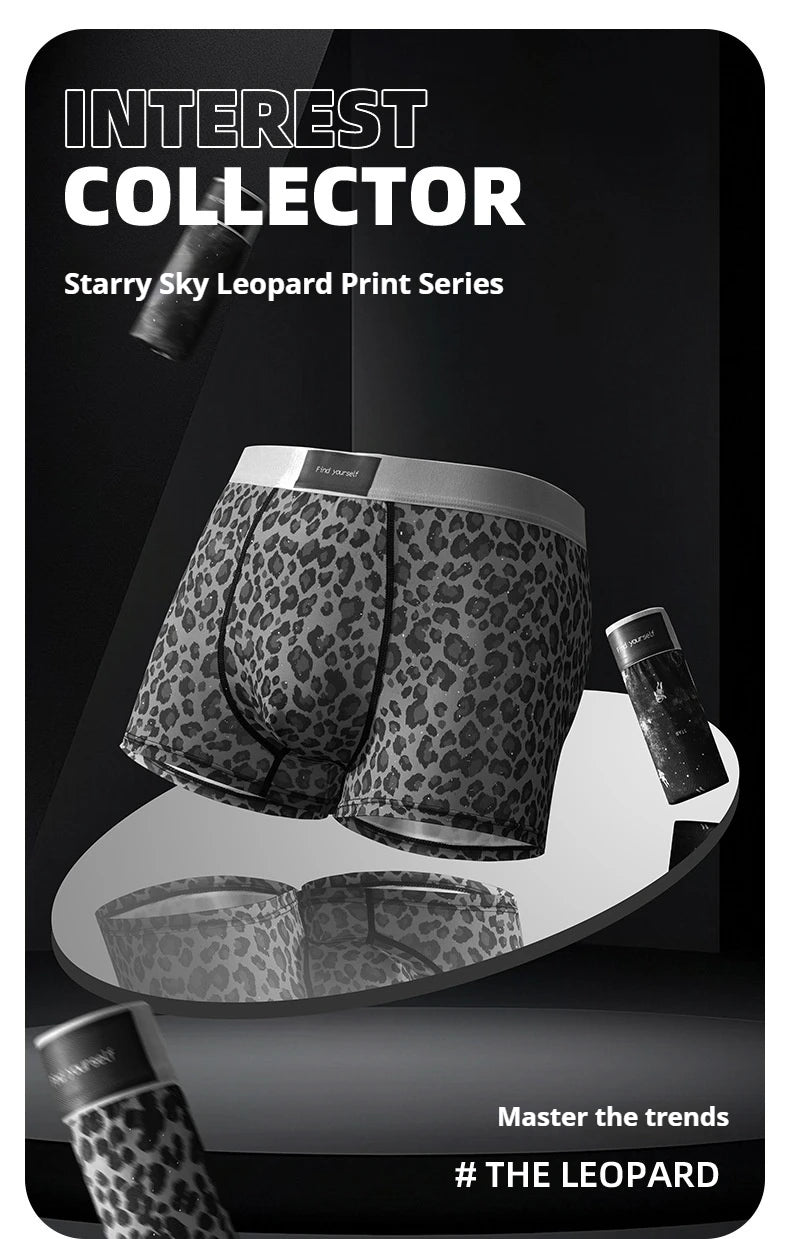 Men's Underwear Black leopard print starry sky ice silk BoxerShorts men quick drying  breathable summer antibacterial Underpants