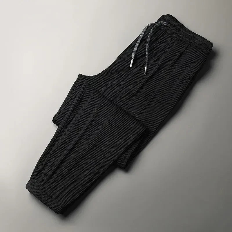 2026 Summer Ice Silk Ultra-thin Pants Men's Loose Straight Section Drape Ice Silk Pants Wide Leg Sports Casual Pants Fits