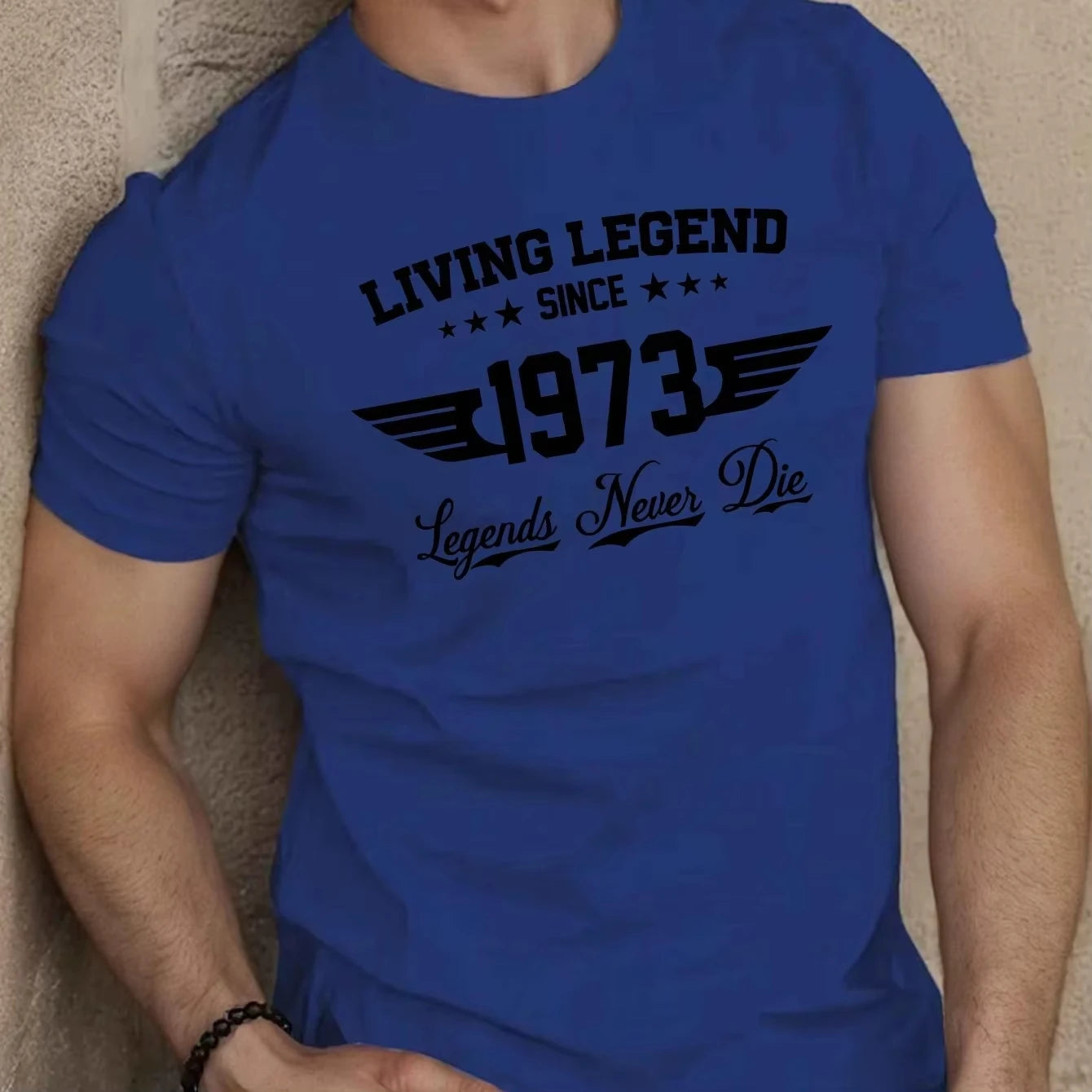 Summer men's 100 cotton casual loose plus size SINCE 1973 pattern printed sports comfortable round neck short sleeved T-shirt