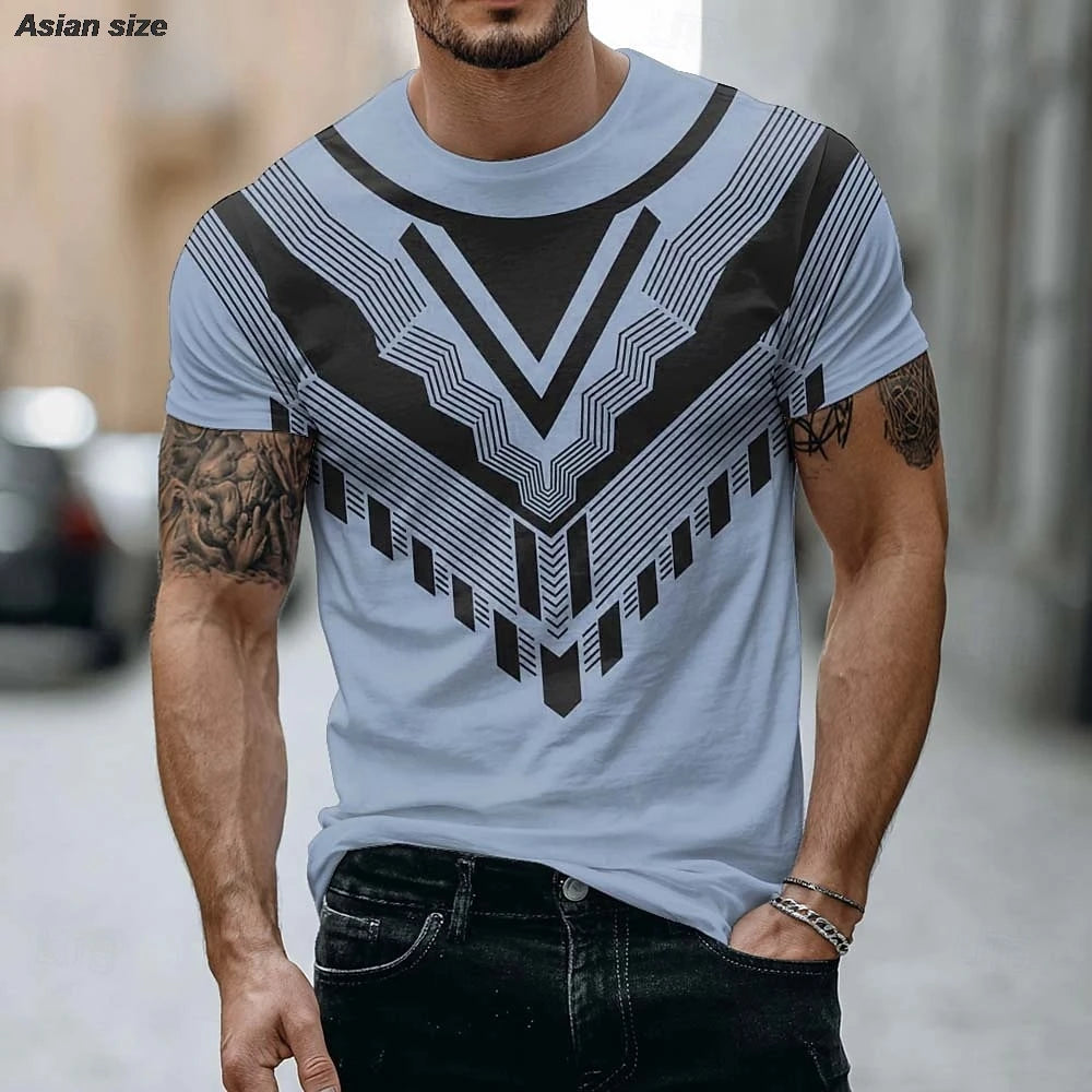 Mens T Shirt Geometric V Shape Print Modern Minimalist Graphic Tee Beige Urban Style Short Sleeve Crew Neck Top Clothing Apparel