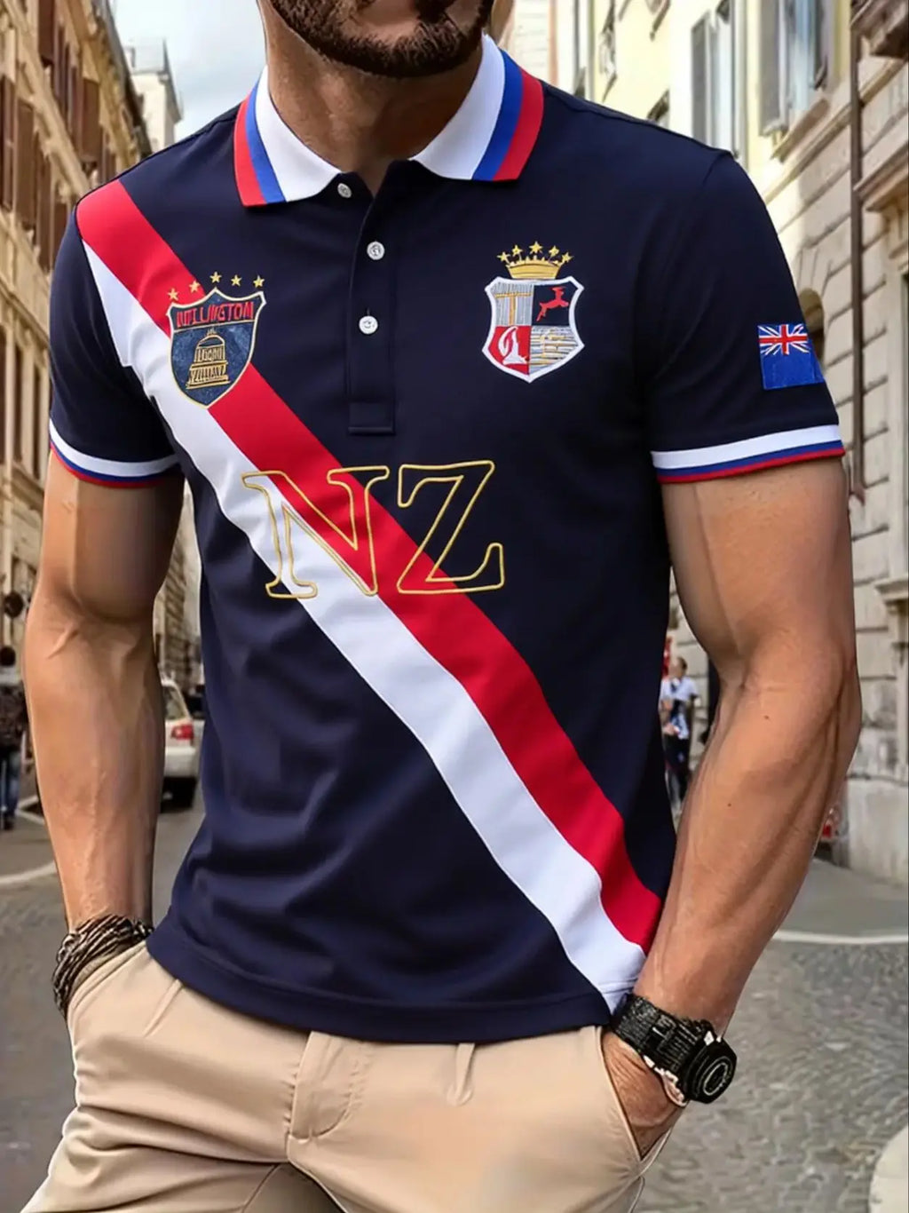 Men's polo shirt New Zealand Pacific Ocean cotton embroidery stitching color classic fashion original design pure cotton quality